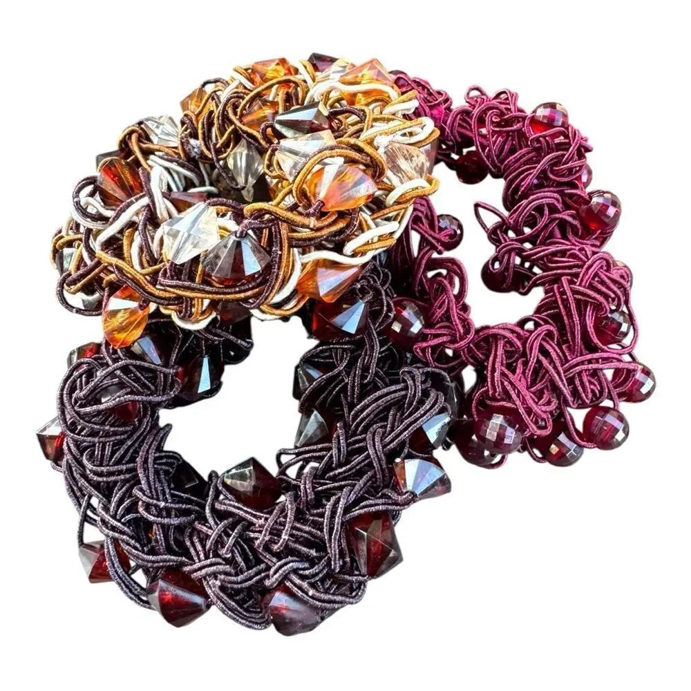 3 Gorgeous Stretch Beaded Hair Scrunchies